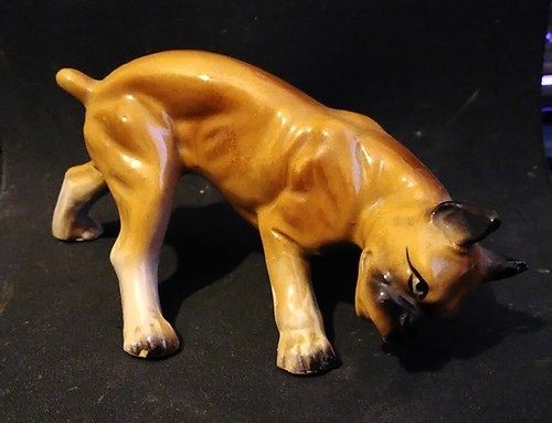 Vintage ceramic boxer dog - ceramic,