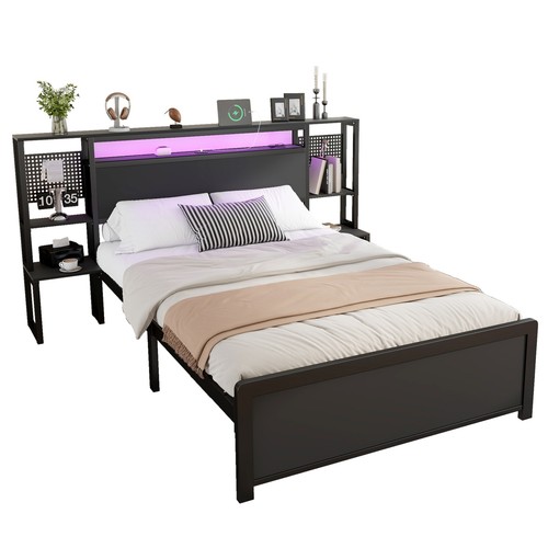 4ft6 double metal bed frame - bed,