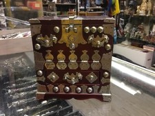 Vtg Jewelry Chest Keyaki Wood