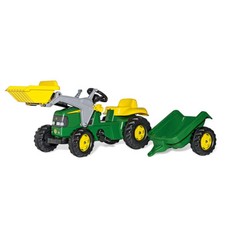 Rolly Kids John Deere Children's Pedal Tractor with Loader Ride On Toy Trailer