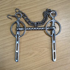 5.5" Mullen Mouth Liverpool Driving Bit, Long Shank & Curb Chain *Free Postage*
