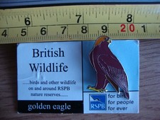 RSPB Vintage Enamel Pin Badge -British Wildlife Series -Golden Eagle -Excellent