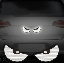 REFLECTIVE WHITE EVIL MONSTER EYES CAR Decal Stickers Vinyl Moped Helmet Bumper