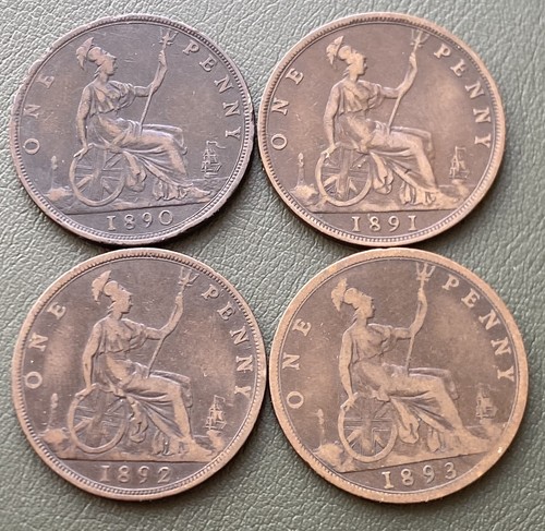 Victoria pennies 1890 1891 - 4x,