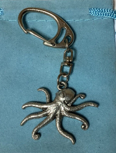 Octopus silver pewter keyring - silver,