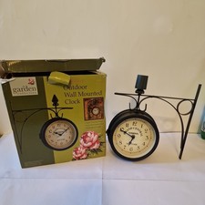 Garden Hanging Revolving Outdoor Wall Mounted Clock Double Sided In/Outdoor 