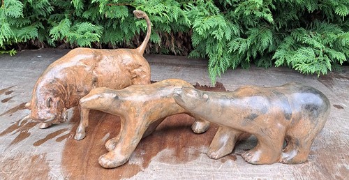 Animal bronzes stone chenet - bronzes,