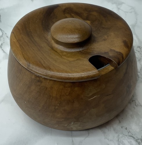 Vintage handcrafted wood salt - vintage,