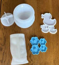 Lot Of 4 Used Resin Moulds Lovers Jar With Lid Flowers Ducks