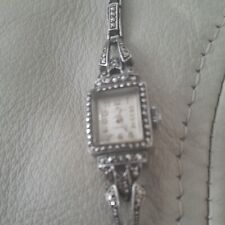 VINTAGE BUCHERER LADIES SILVER MARCASITE WATCH 1940 S
