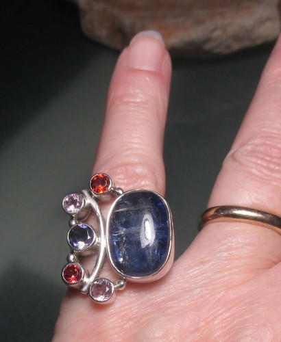 925 silver blue - kyanite,, cut