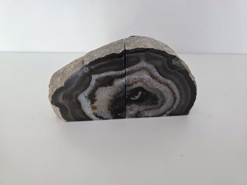 Blue geode agate book ends - book,