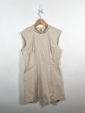 Anthropologie Dress Large Cream Casual Summer Chore Minimal Short Mini Linen Mix