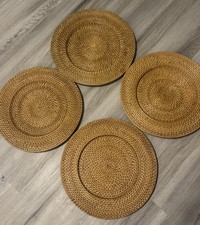 Set Of 4 Vintage Brown Wicker