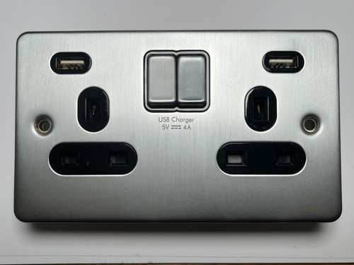 Double gang socket brushed - double,