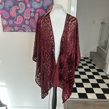 MONSOON BURGUNDY VELVET CAPE SHAWL ONE SIZE NWT
