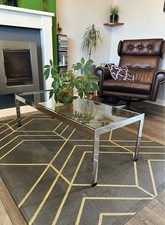 Merrow Associates Chrome & Glass Coffee Table Vintage Retro Mid Century