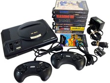 SEGA Mega Drive Console 16-Bit Bundle with x6 Games & x2 Controllers - Untested