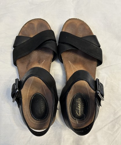 Clarks leather sandals black