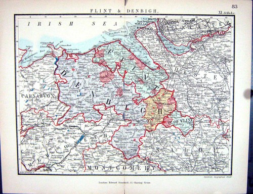 Old stanford map 1885 - stanford, flint