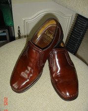 PAIR MENS BARKER HADLEY SLIP-ON ALL LEATHER SHOES COLOUR CONKER BROWN SIZE UK8G