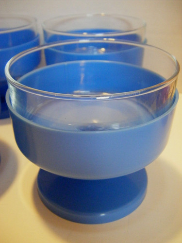Vintage blue sundae dishes - dishes, 3