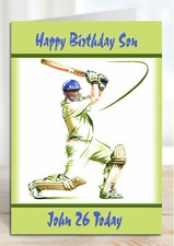 Personalised Birthday Card Cricket  Son grandson Nephew Friend Dad Granddad