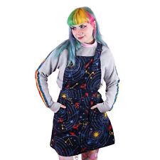 Run and Fly Cord Space Rockets Print Pinafore Dungaree Dress Blue 8 10 12 14 16