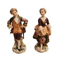 A Pair Of Samson Of Paris Porcelain Figures Man And Lady Chelsea Derby Style