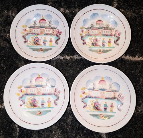 Oriental scene porcelain - x4,