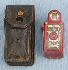 Vintage 1930s Red Bakelite Coronet Midget Subminiature 16mm Film Camera