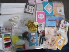 job lot sewing embroidery cross stitch items scissors threads kits finger grips