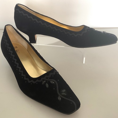 Black court shoes velvet - shoes, &