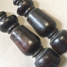 Antique Wooden Finials Pillars Antique Turned Cabinet Flat Back Pair Salvaged
