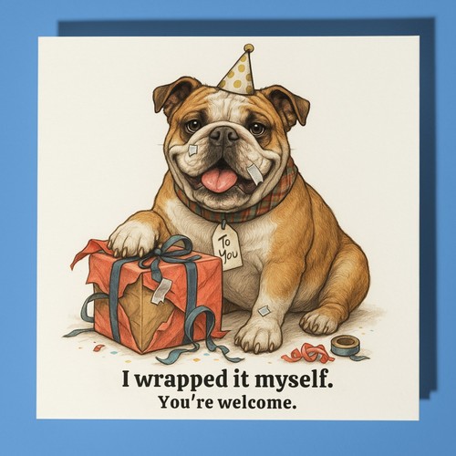 English bulldog happy - english, birthday