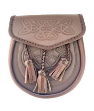 Brown Leather Sporran with Tossles Tradtional Scottish Wallet 4 Kilt Attire