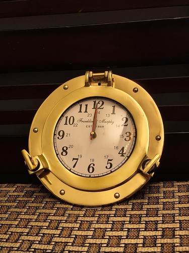 Vintage brass porthole clock - vintage,