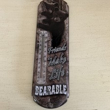 Large Wall Hanging Thermometer - Friends Make Life Bearable - 44 x 13cm