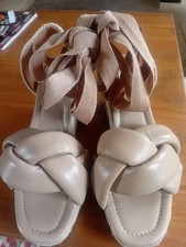 H&M Beige Espadrilles Size Eur 37 Uk 5.5 Wedge High Heels Bnwt