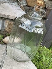 Vintage 1 Gallon Glass Whiskey Wine Bottle Jug Diamond Shaped Side Panels