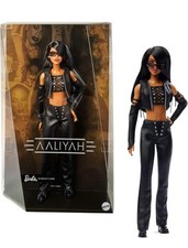 Barbie Signature Doll, Aaliyah Collectible in Black Faux Leather Outfit