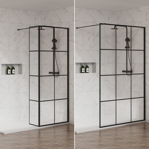 Black grid shower - black,