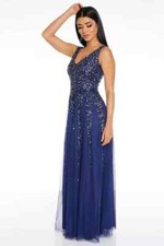 QUIZ Navy Blue Sequins Long