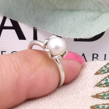 ❤️ Genuine Pandora Elegance White Cultured Pearl ALE S925 Silver Ring SZ 50❤️