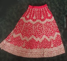 Indian Bollywood Red Embellished Lengha Skirt