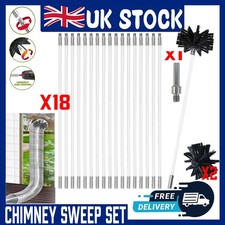 21 Pcs Flexible Chimney Sweep Set Flue Sweeping Brush Rod Kit Soot Cleaning Rods