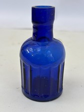 60354 Old Vintage Antique Glass Poison Bottle Kilner Patent Round SMALL Blue
