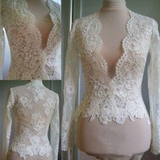 Bridal shawl ivory lace wedding jacket Bolero white bridal long sleeve shawl