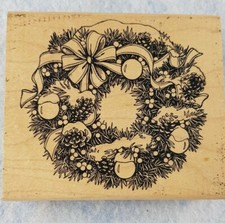 Rubber Stamp On Wood Christmas Reef 10.3 to 9 cm .