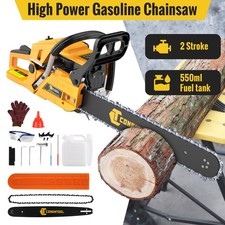 Heavy Duty Petrol Chainsaw 58cc 20" Bar Cut Easy-Starting Wood Saw 2-Stroke Tool